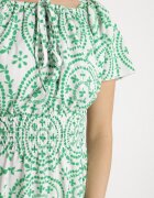 wei wei Rochie Verde-Albă Cloș cu Bumbac și Model Abstract Ldivoria