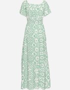 wei wei Rochie Verde-Albă Cloș cu Bumbac și Model Abstract Ldivoria