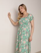 wei wei Rochie Verde Cloș Florală cu Decolteu Încrețit Disteria