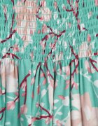 wei wei Rochie Verde Cloș Florală cu Decolteu Încrețit Disteria