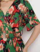 wei wei Rochie Verde-Roșie cu Decolteu petrecut și Tiv asimetric cu Elastic în talie Coralen