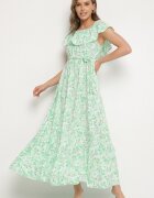 wei wei Rochie Verde Spaniolă din Bumbac cu Imprimeu Floral Mreova