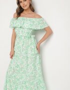 wei wei Rochie Verde Spaniolă din Bumbac cu Imprimeu Floral Mreova