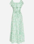 wei wei Rochie Verde Spaniolă din Bumbac cu Imprimeu Floral Mreova