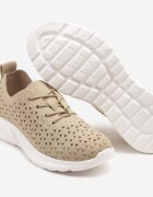 weide Adidași Bej închis cu carâmb ajurat și elastic Feniosse