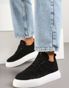 weide Adidași Negri în stil tenis cu parte superioară din plasă Sunelise
