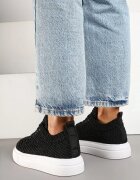 weide Adidași Negri în stil tenis cu parte superioară din plasă Sunelise
