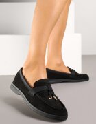weide Mocasini Negri cu Model Geometric și Ornamente Metalice Ravissea