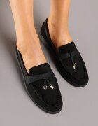 weide Mocasini Negri cu Model Geometric și Ornamente Metalice Ravissea