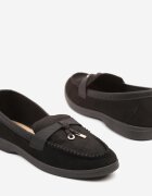 weide Mocasini Negri cu Model Geometric și Ornamente Metalice Ravissea