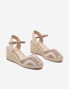 weide Sandale Bej închis cu platformă împletită în stil Boho Vohna