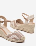 weide Sandale Bej închis cu platformă împletită în stil Boho Vohna