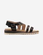 weide Sandale Negre cu Barete Geometrice Redaine