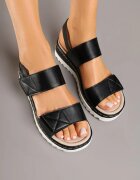 weide Sandale Negre cu platformă cu barete în relief Folesca