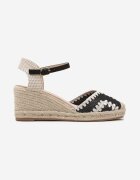 weide Sandale Negre pe Pană Împletită în Stil Boho Vohna