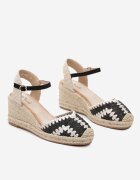 weide Sandale Negre pe Pană Împletită în Stil Boho Vohna