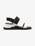 weide Sandale Negru-Alb pe pană embosată Napovia