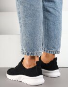 weide Sneakers negri cu carâmb ajurat și elastic Feniosse