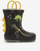 wink Cizme de cauciuc negre cu model de dinozauri și Aplicație 3D Diobella