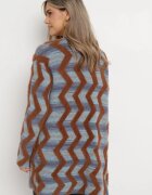 wool fashion Cardigan Albastru-Maro Lax cu Model Geometric Goitom