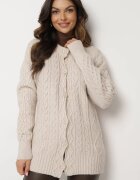 wool fashion Cardigan bej deschis cu nasturi decorat cu relief Melorisse
