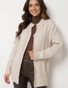 wool fashion Cardigan bej deschis cu nasturi decorat cu relief Melorisse