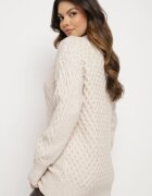 wool fashion Cardigan bej deschis cu nasturi decorat cu relief Melorisse