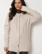 wool fashion Cardigan bej deschis cu nasturi decorat cu relief Melorisse