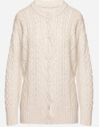 wool fashion Cardigan bej deschis cu nasturi decorat cu relief Melorisse