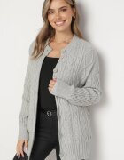 wool fashion Cardigan Gri Deschis Decorat cu Imprimeu în Relief Melorisse