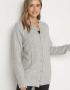 wool fashion Cardigan Gri Deschis Decorat cu Imprimeu în Relief Melorisse
