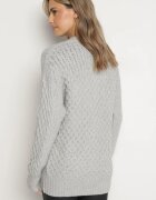 wool fashion Cardigan Gri Deschis Decorat cu Imprimeu în Relief Melorisse