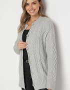 wool fashion Cardigan Gri Deschis Decorat cu Imprimeu în Relief Melorisse