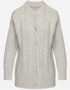 wool fashion Cardigan Gri Deschis Decorat cu Imprimeu în Relief Melorisse