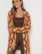 wool fashion Cardigan Lejer Bej închis cu Model Geometric Goitom