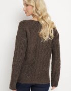 wool fashion Cardigan Maro cu Decolteu în V cu Împletitură Cablu Mallak