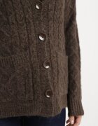 wool fashion Cardigan Maro cu Decolteu în V cu Împletitură Cablu Mallak