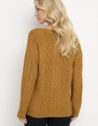 wool fashion Cardigan Maro deschis cu Decolteu în V cu Împletitură Mallak