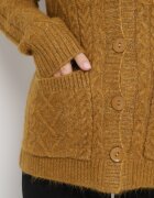 wool fashion Cardigan Maro deschis cu Decolteu în V cu Împletitură Mallak