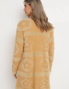 wool fashion Cardigan Maro Deschis cu fir mai lung Korrema