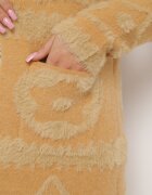 wool fashion Cardigan Maro Deschis cu fir mai lung Korrema