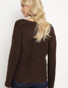 wool fashion Cardigan Maro închis cu decolteu în V cu torsade Mallak