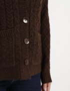 wool fashion Cardigan Maro închis cu decolteu în V cu torsade Mallak