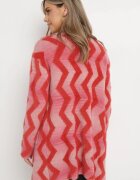 wool fashion Cardigan Roșu Lejer cu Model Geometric Goitom