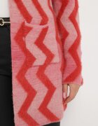 wool fashion Cardigan Roșu Lejer cu Model Geometric Goitom
