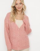 wool fashion Cardigan Roz deschis cu decolteu în V cu torsadă Mallak