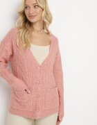 wool fashion Cardigan Roz deschis cu decolteu în V cu torsadă Mallak