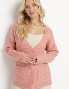 wool fashion Cardigan Roz deschis cu decolteu în V cu torsadă Mallak