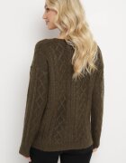 wool fashion Cardigan Verde închis cu decolteu în V cu împletitură Mallak
