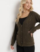 wool fashion Cardigan Verde închis cu decolteu în V cu împletitură Mallak